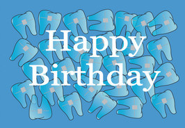 Happy Birthday Teeth in Blue Background