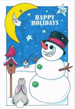 Snowman with bunny