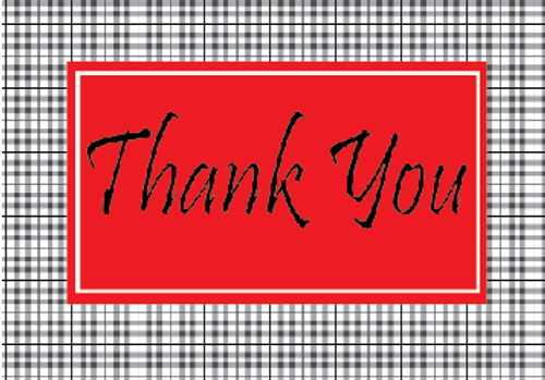 Black and Red Checked Thank you
