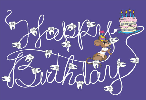 Happy Birthday Mouse w/Cake
